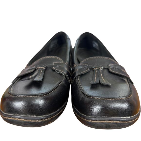 Clarks Ashland Bubble Slip On Black Leather Women Tassel Loafer Comfort Shoes 11 - Picture 7 of 15